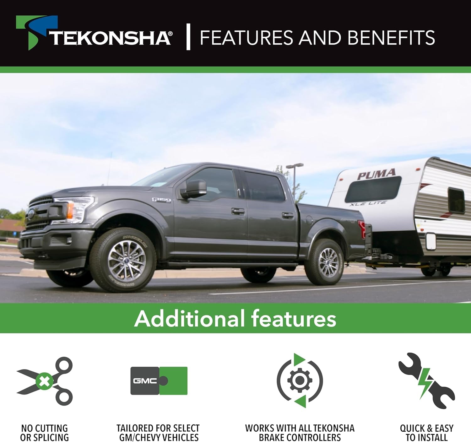 3016-P Trailer Brake Controller, Custom Brake Wiring Harness for Vehicle & Brake Control Ends, No Cutting or Splicing Required