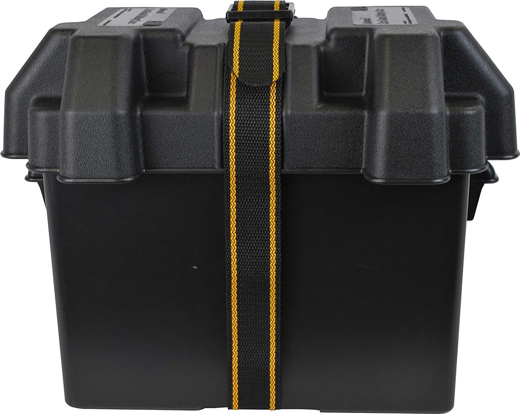 9065-1 Standard Vented Battery Box with Mounting Strap, Fits Group 24 Batteries, Black