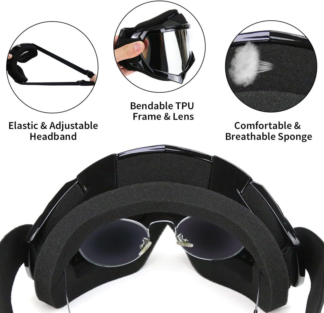 Motocross Goggles - ATV Dirt Bike Motorcycle UTV MX Offroad Riding Goggles with anti UV, Dustproof, anti Fog Lenses for Men, Women, Youth & Kids
