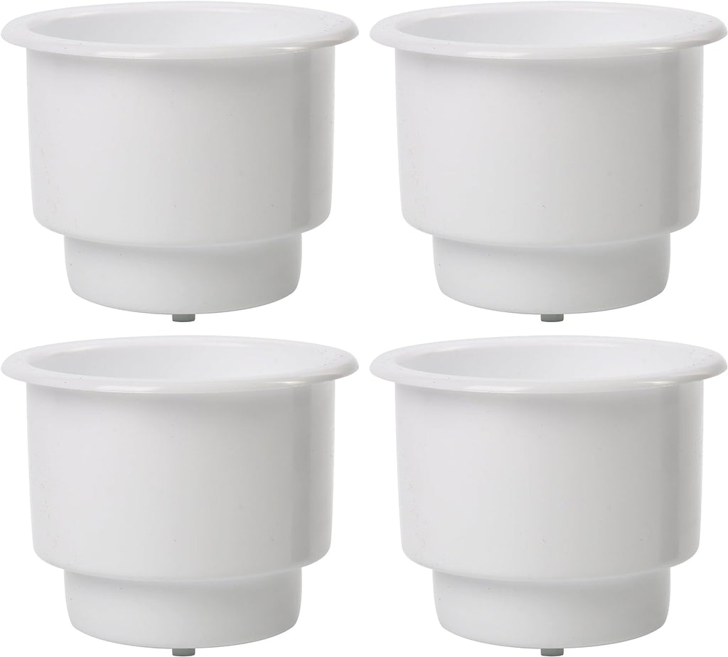 4Pcs Marine Plastic Cup Drink Holder with Drain Insert, White
