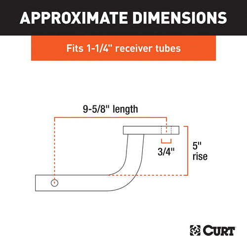 45014 Class 2 Trailer Hitch Ball Mount, Fits 1-1/4-Inch Receiver, 3,500 Lbs, 3/4-Inch Hole, 5-Inch Rise