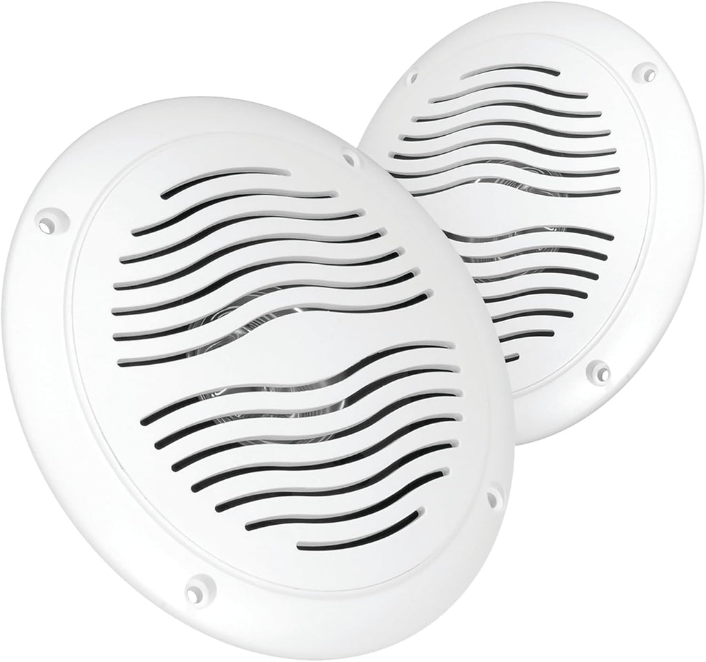 5-Inch Water Resistant Outdoor Speakers, Dual Cone, 25W Peak Power, Marine and RV Compatible (White)