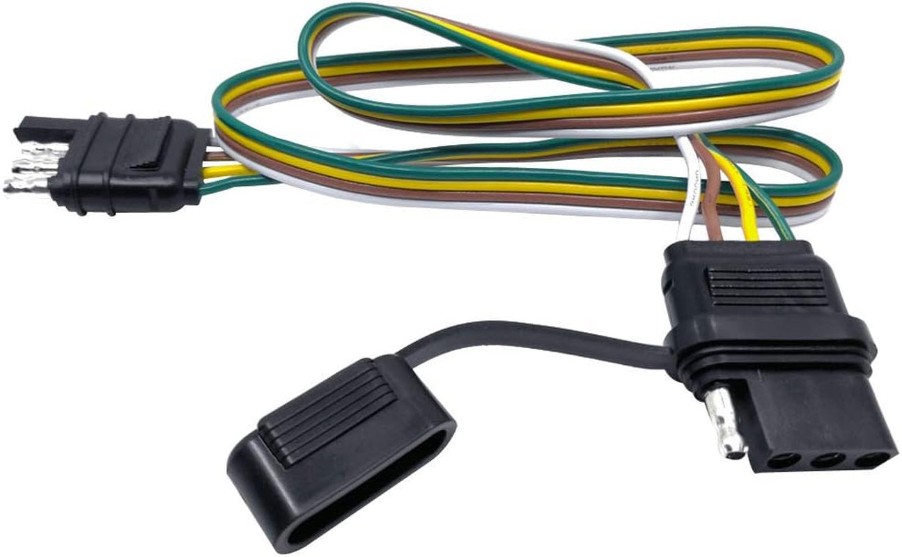 Trailer 4 Wire Plug 32" Inch 4 Pin Flat Wire Extension Male & Female Connector
