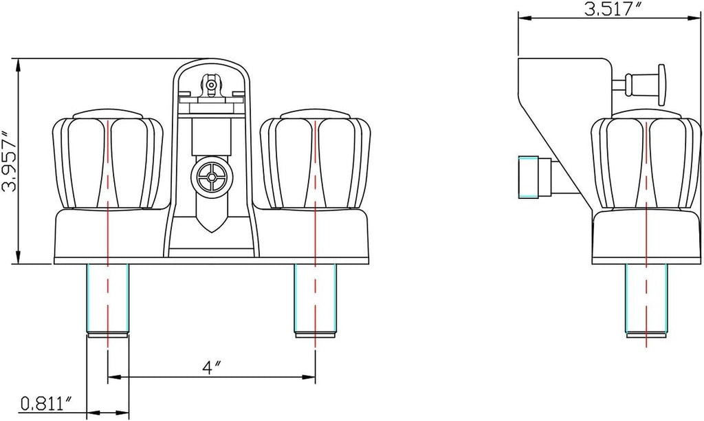 DF-SA110S-BQ RV Tub & Shower Faucet Valve Diverter with Smoked Acrylic Knobs (Bisque Parchment)